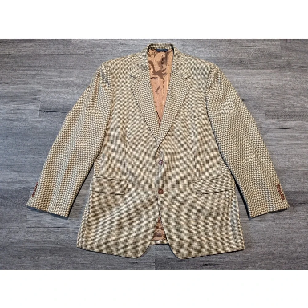 Brooks Brothers‎ Men's Brown 100% Wool Houndstooth Sport Coat Made in Italy 43R